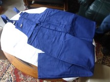 salopette Pantalon cote  bretelles Bleu de Travail Vintage moleskine f France 44