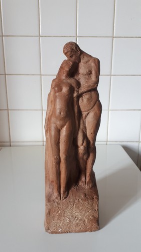 Statue terre cuite couple - terre,