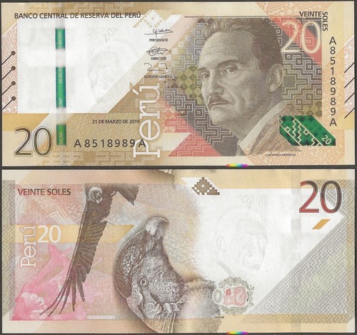 Peru p197a b538a billet unc - p197a, 20