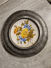 petite assiette décorative fleur avec contour en étain,diamètre 18 cm occasion