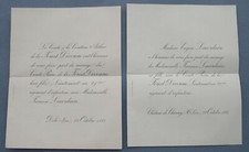 FAIRE PART MARIAGE 1883 comte Pierre DE LA FOREST DIVONNE & Françoise LACORDAIRE