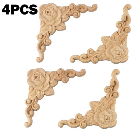 4pcs bois sculpté applique - en,