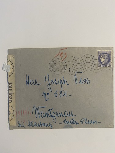 Lettre censurée ww2 paris - lettre,