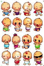Planche lot stickers autocollants bébés babies bébé enfants enfant 