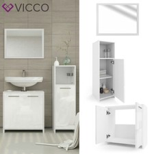  Meuble de salle de bain miroir meuble de salle de bain set Kiko blanc brillant 