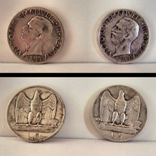 Lot 2 pièces Argent 5 lires