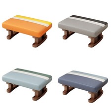 Tabouret-escabeau rectangulaire, repose-pieds avec pieds en bois, petit pouf,