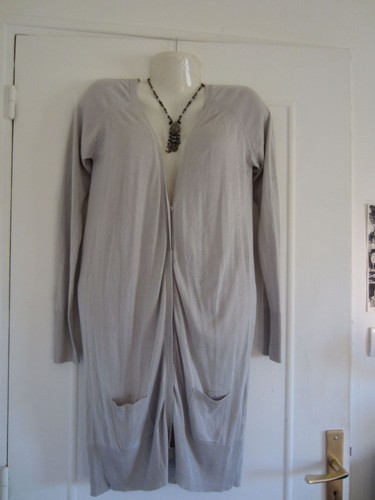 Gilet long gris perle - gris, soie