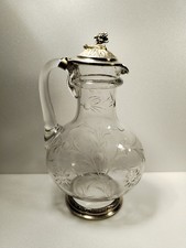 Superbe aiguière en cristal gravé argent massif vermeil Minerve