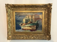ANCIENNE PEINTURE HUILE MARINE ENCADRÉE