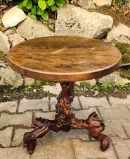 Table Basse Brutaliste Pied Cep de Vigne Tripode 47,5 cm Bois Massif Vintage