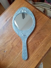 Grand miroir à main argenté