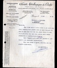 BOURGES (18) FONDERIE / PERSIENNES VOLETS "Sté METALLURGIQUE DE CENTRE" en 1932