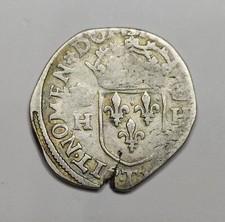 Rare Monnaie Argent, Teston Henri III 1575 T - Nantes (7.8G)