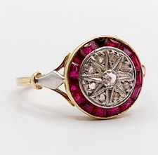 Bague cible art deco or 18k