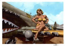 EX-LIBRIS PIN UP SUR L'AVION