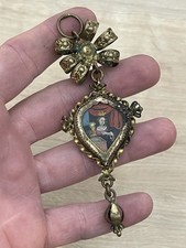 Pendentif Religieux Croix Art Populaire Suisse XVIII E HAUTE ÉPOQUE Vierge Rare