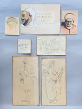 7 DESSINS / AQUARELLES ORIGINAUX DE FRAC / FRANCOIS ACQUATELLA / ALGERIE 1930'S
