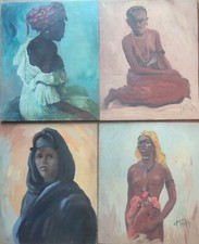 4 Anciennes Peintures Portrait