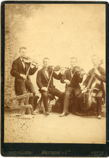 Quatuor, violons et contrebasse, Montpellier vers 1890 Vintage silver print 
