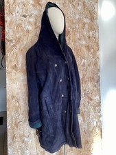 Manteau En Cuir Nubuck 38/40 Marine Vert