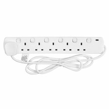 2 Mètre 6 Gang Individuellement Interrupteur Rallonge Câble Prise Anglaise 13a