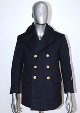 Vintage 1980s Navy Blue Wool Reefer Pea Coat Uniform New York Police NYPD Sz 34
