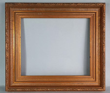 Cadre style ancien perlés 43x38 cm feuillure 31x26 cm bois stuc cuivré/doré C791