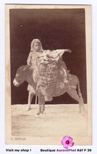ALGÉRIE, ENFANT ARABE & SON ÂNE PORTEUR, PHOTOMONTAGE, CDV PORTIER à ALGER -P39