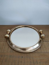 Ancien Plateau Miroir De Service Cuivre/Laiton Art Déco French Design 1930's