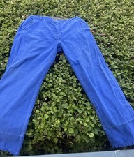 French Vintage Blue Moleskin Work Chore Peasant Pants Waist 40” Authentic