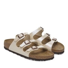 BIRKENSTOCK FLORIDA GRACEFUL PEARL WHITE SANDALES CLAQUETTE TRIPLE BANDE LARGEUR