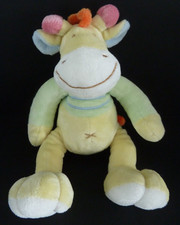 88/1 Doudou peluche MOTS D'ENFANTS ZEBRE CHEVAL jaune vert orange 27cm ETAT NEUF