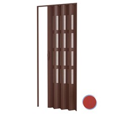 PORTE PLIANTE ACCORDÉON D'INTÉRIEUR DE PVC AVEC VERRE POIGNÉE 82x220 ROUGE