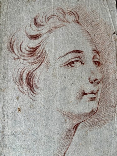 Dessin ancien crayon sanguine - dessin,