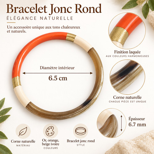 Bracelet jonc rond - , corne