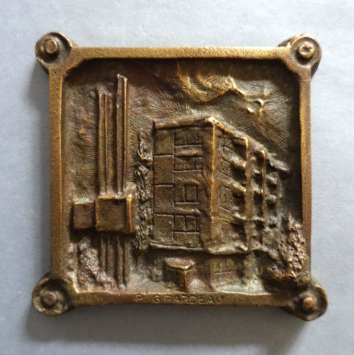 Bas relief bronze signé - en,