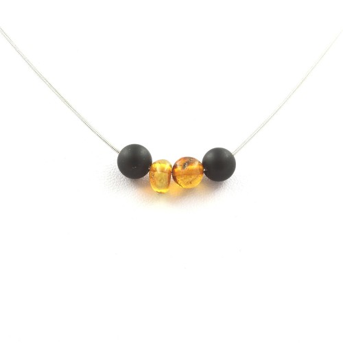 Collier perles ambre - perles,