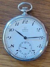 Omega Montre À Gousset De Poche Extra Plate Boitier Chrome P2249