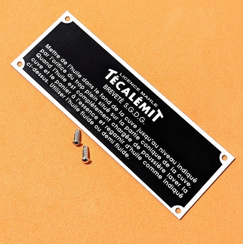 Plaque instructions - plaque, d'instructions