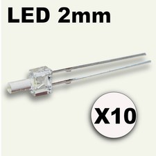 310# LED Blanche 2mm lot de 10 + résistance ---> 800 mcd