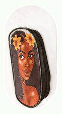 Étui à crayons/maquillage noir Afro belle dame fleurs