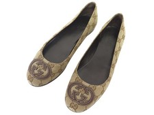 CHAUSSURES GUCCI BALLERINES 184887 TOILE GG SUPREME 35.5 36.5 FR FLAT SHOES 795€