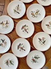 Lot 12 dessert plates KG Luneville Oiseau gold trim vintage French tableware