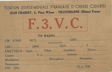 CARTE POSTALE RADIO STATION EXPERIMENTALE FRANCAISE D'ONDES COURTES VILLEURBANNE