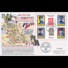 CENT18-1 : 2018FR Maxi-FDC ARMISTICE 1918 - GÉNÉRAUX ALLIÉS OFFENSIVE 100 JOURS