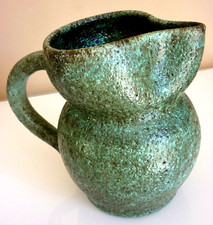 PICHET ZOOMORPHE CERAMIQUE EMAILLEE, SIGNE ACCOLAY, ANNEES 60/70, CHOUETTE HIBOU