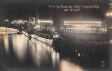 Paris France Expo Arts Decoratifs at Night Real Photo Postcard JF685886
