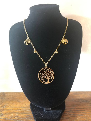 Collier arbre vie doré - collier,