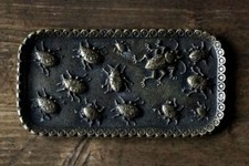 Vide poche ancien métal bronze insectes scarabées